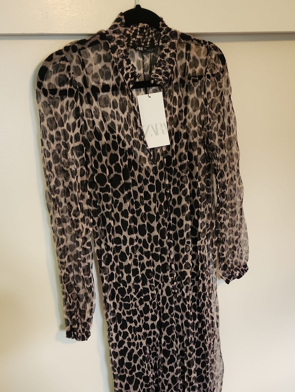 Zara Sheer Leopard-Print Maxi Dress in Black and Taupe - Picture 4 of 4